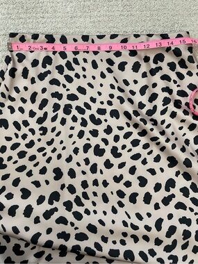 Animal Print Beige Black Silky Aline Midi Skirt L